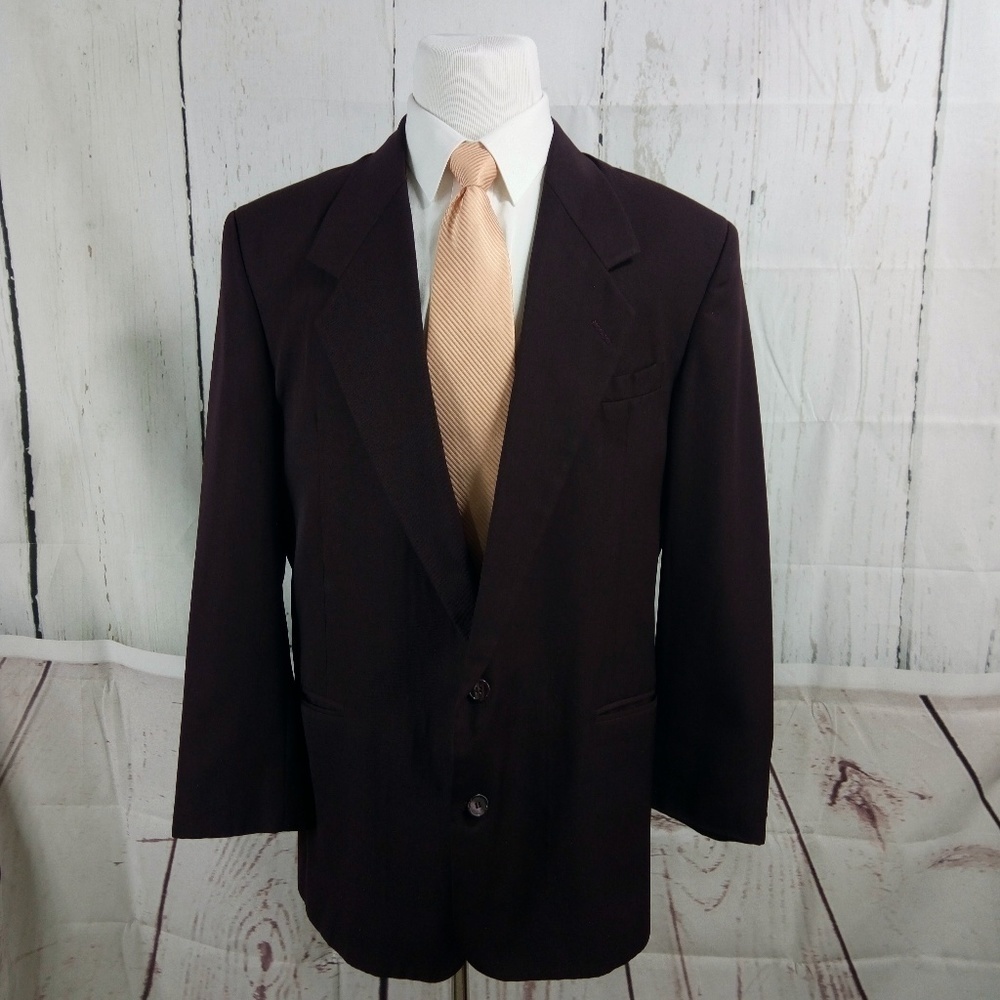 Bachrach 44L 2 Button Burgundy Suit Blazer Sports